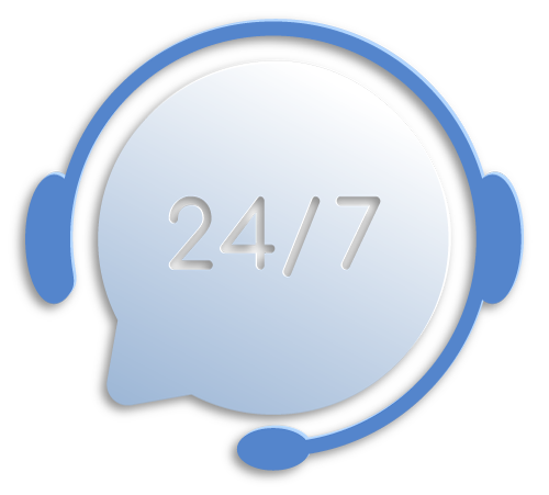A graphic saying that 24/7 Customer Service available